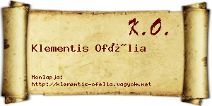 Klementis Ofélia névjegykártya